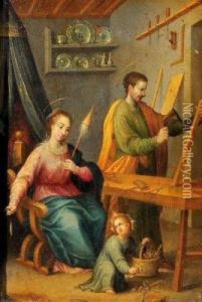 La Famille Du Charpentier Oil Painting - Denys Fiammingo Calvaert