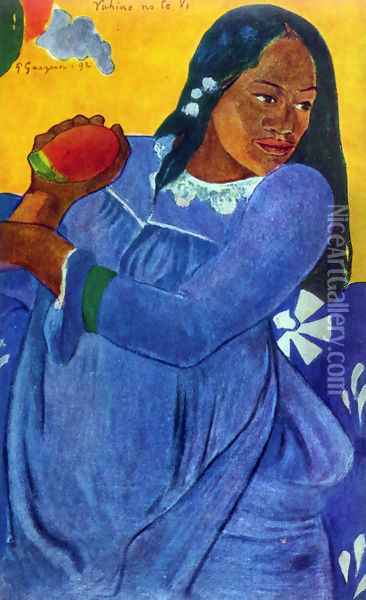 Tahiti with Mango Oil Painting - Paul Gauguin