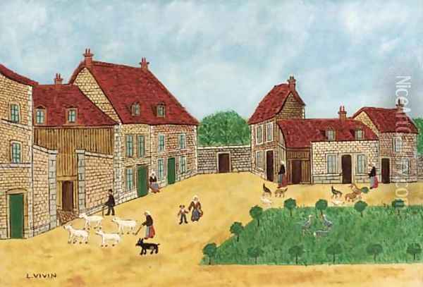 Scene du village Oil Painting - Louis Vivin