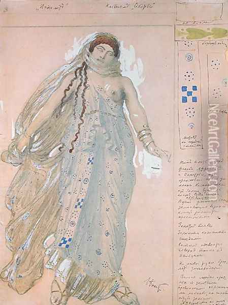 Phaedra, Costume design for the Euripides' drama 'Hippolytos', 1902 Oil Painting - Leon Samoilovitch Bakst