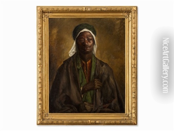 Portrait Of A Nubian Oil Painting - Leopold Bara
