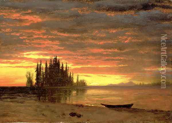 California Sunset Oil Painting - Albert Bierstadt