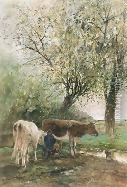 Milking Time Oil Painting - Willem Maris