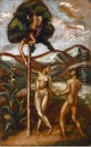Adam Et Eve. Oil Painting - Andre Favory