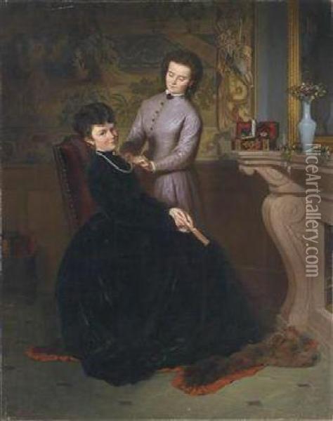 The Pearlnecklace Oil Painting - Ferdinand Axmann