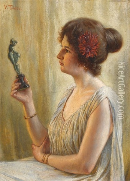 Sitzende Dame Mit Venusfigur Oil Painting - Victor Tobler