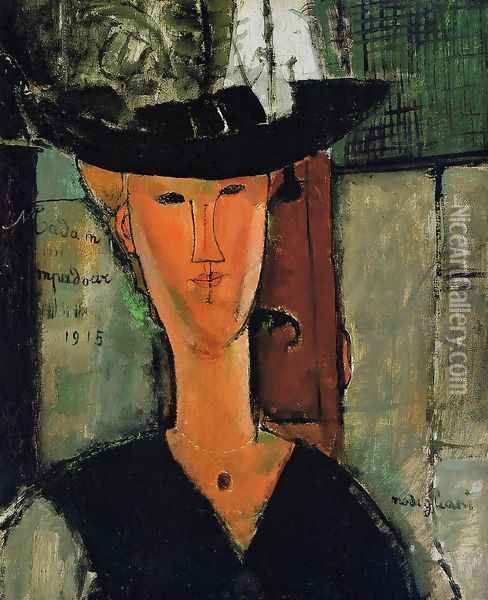 Madame Pompador Oil Painting - Amedeo Modigliani