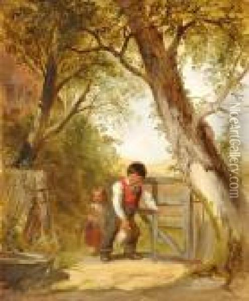 Chicos Buscando Agua Oil Painting - William Frederick Witherington