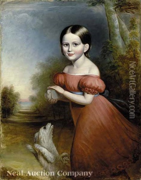 Portrait Of A Girl, Ann Elizabeth Lewis Wynn (?) As A Child Oil Painting - C.R. Parker