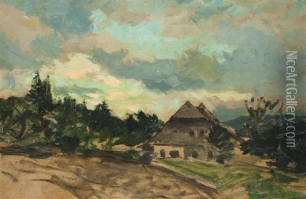 Gehoft Am Waldrand Oil Painting - Gustav Macoun