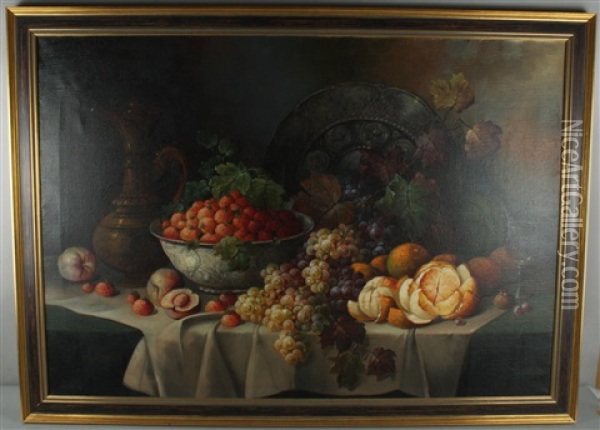 Stilleben Mit Fruchten Und Gefasen Oil Painting - Rudolf Stoitzner