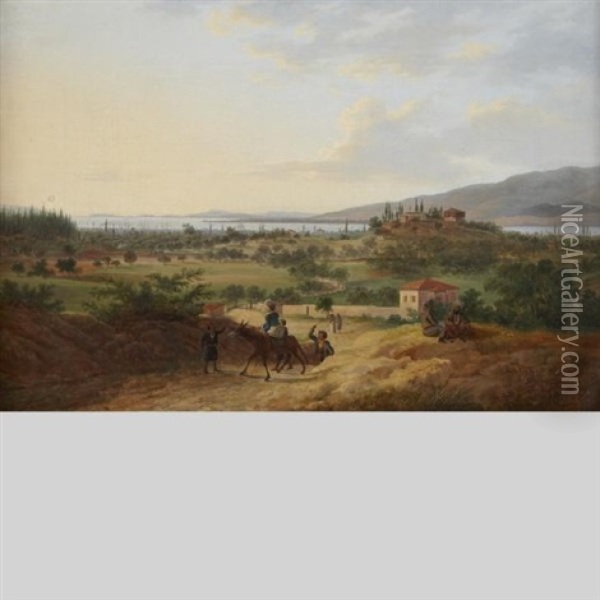 View On The Road From Smyrna To Boudja In 1836 Oil Painting - Anton Schranz the Younger