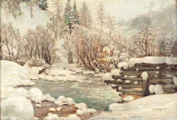 Bachlandschaft Im Winter Oil Painting - Karl Hayd