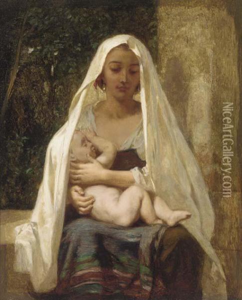 Italian Woman And Child Oil Painting - Frederick Goodall