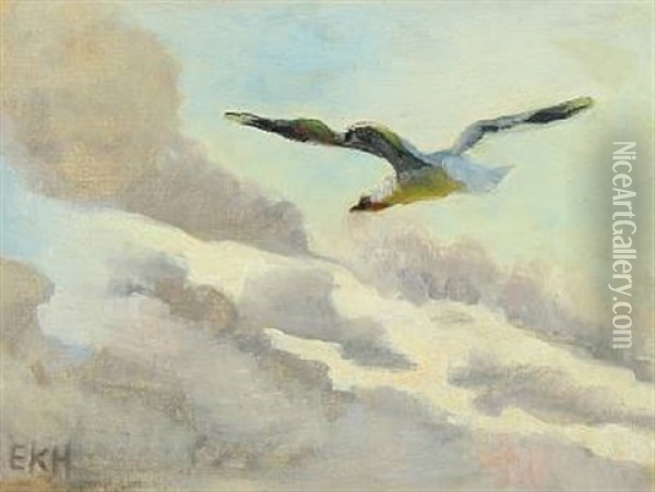 Flying Bird Oil Painting - Elise Konstantin Hansen
