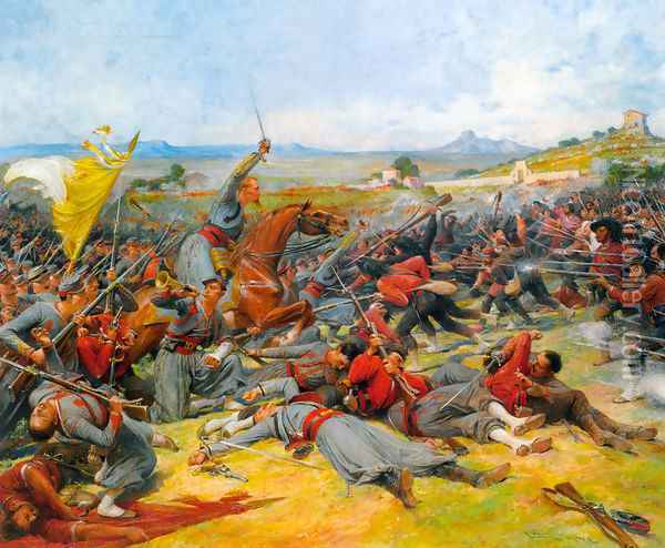 The Battle Near Mentana Oil Painting - Lionel Noel Royer