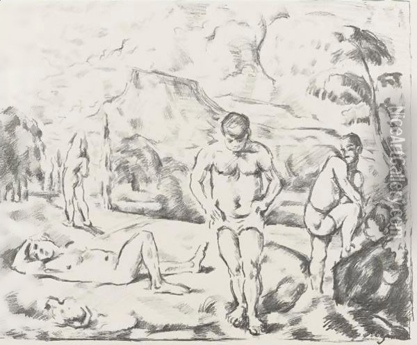 The Large Bathers 2 Oil Painting - Paul Cezanne