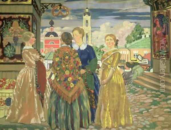 Merchant Women Oil Painting - Boris Kustodiev