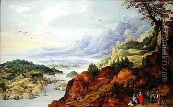 Landscape with Travellers Resting Oil Painting - J. & Momper, J.de Brueghel