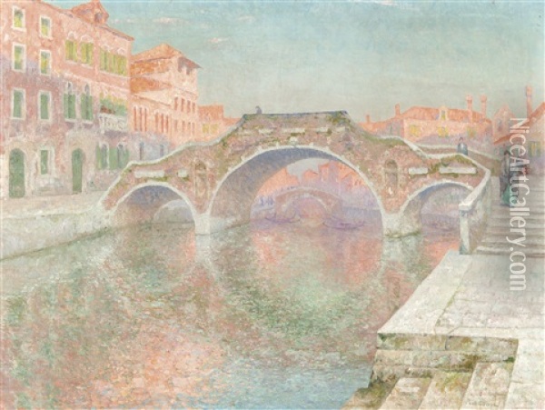 Ponte Dei Tre Archi, Venice Oil Painting - Paul Leduc