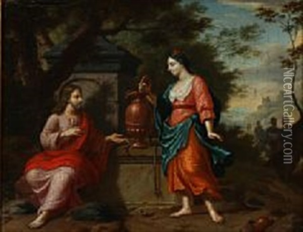 Christ And The Samaritan Woman At The Well Oil Painting - Kaspar Jacob Opstal the Younger
