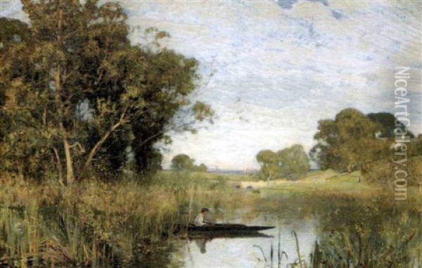 September Sunshine Oil Painting - Sir Alfred East