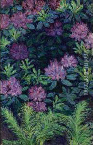 Les Rhododendrons Oil Painting - Blanche Hoschede-Monet