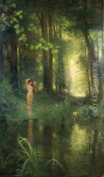 Baigneuse Dans La Foret Oil Painting - Victor-Gabriel Gilbert