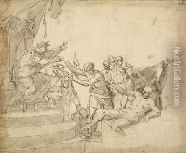 Scene De L'histoire Romaine Oil Painting - Giovanni Antonio Pellegrini