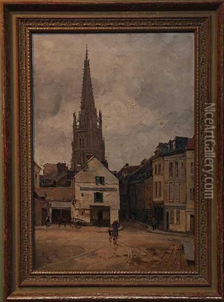 French Village Street Scene Oil Painting - Frank Myers Boggs