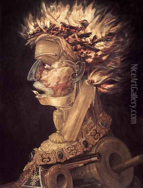 The Fire 1566 Oil Painting - Giuseppe Arcimboldo