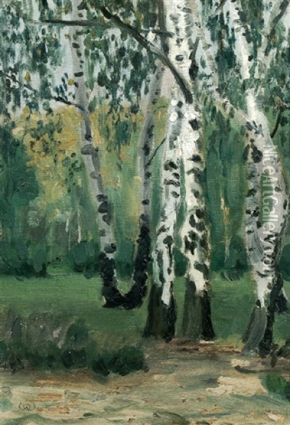 Birken Am Heiderand Oil Painting - Walter Ophey
