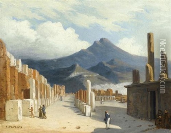 Vue De Pompei Oil Painting - Adrien Dauzats