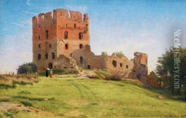 Sommerspaziergang Vor Burg Hammershus Oil Painting - Christian Zacho
