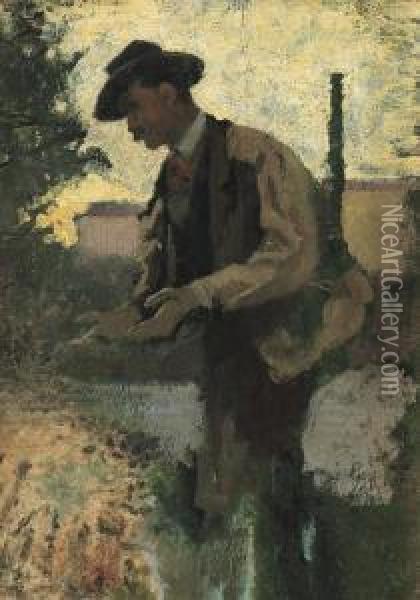 Il Cacciatore Oil Painting - Eugenio Cecconi
