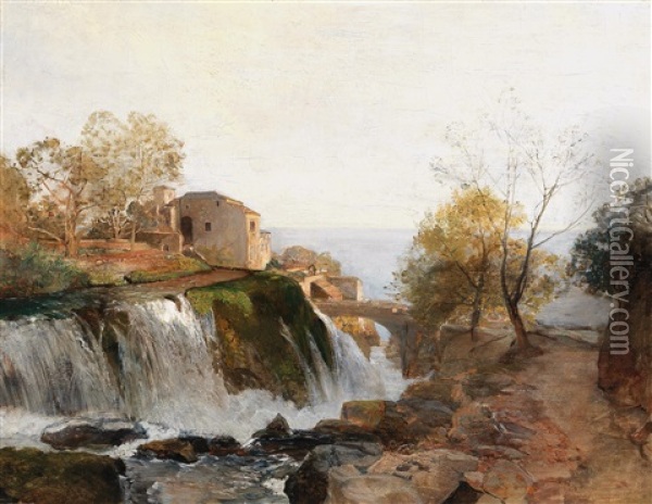 Mill In Valle Di Breno Near Ragusa Oil Painting - Emil Jacob Schindler