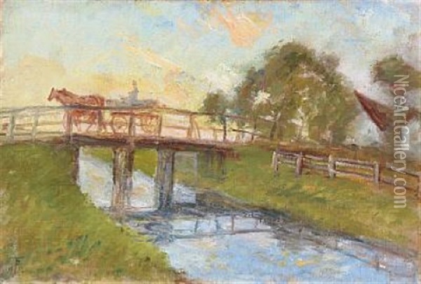 Broen Over Aen Ved Flaskekroen Oil Painting - Theodor Philipsen