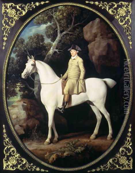 Huntsman with a Grey Hunter and Two Foxhounds: details from the Goodwood Hunting picture, 1760-61 Oil Painting - George Stubbs
