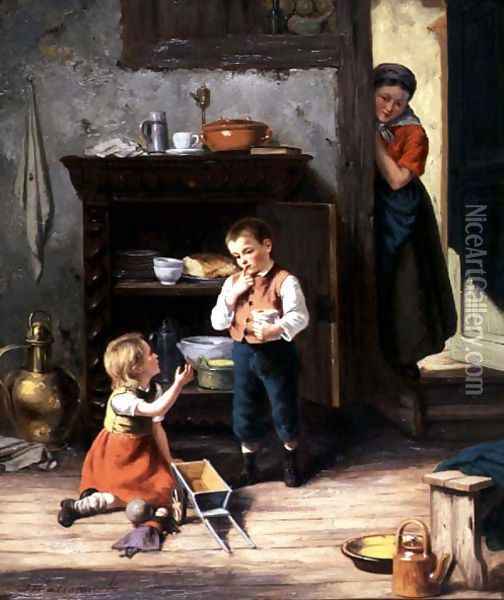 Children playing Oil Painting - Jan Walraven