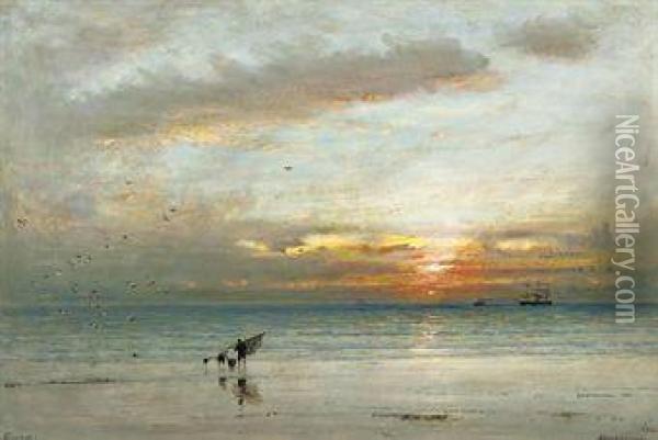 Sunset Oil Painting - Albert Goodwin