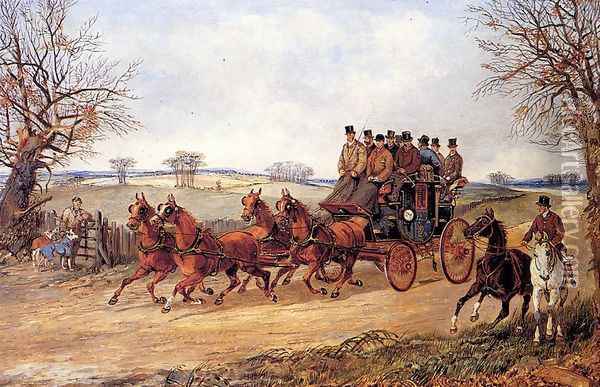 A Coach and Four on an Autumn Road Oil Painting - Henry Thomas Alken
