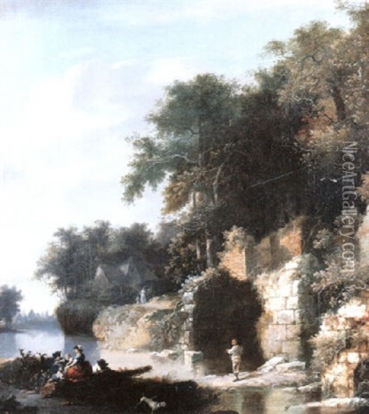 Ruinen An Einem Gewasser Oil Painting - Hubert Robert