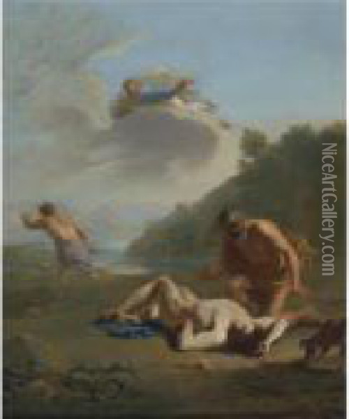 Cain And Abel Oil Painting - Karel Dujardin