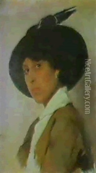 Dama Con Sombrero Oil Painting - Cecilio Pla