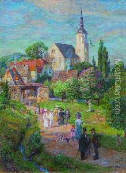 Sonntagsspaziergang Zur
 Maienzeit Oil Painting - Wilhelm Georg Ritter