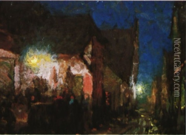 Night Time, Chicago Oil Painting - Alson Skinner Clark