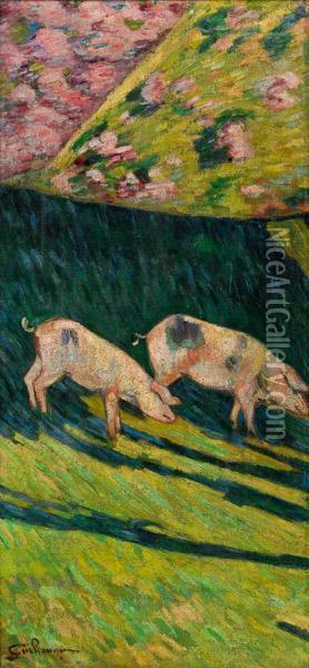Zwei Schweine Oil Painting - Armand Guillaumin