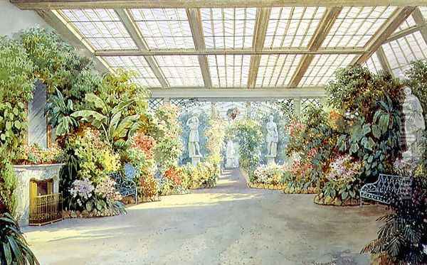 The Winter Garden, 1858 Oil Painting - Luigi (Ludwig Osipovich) Premazzi