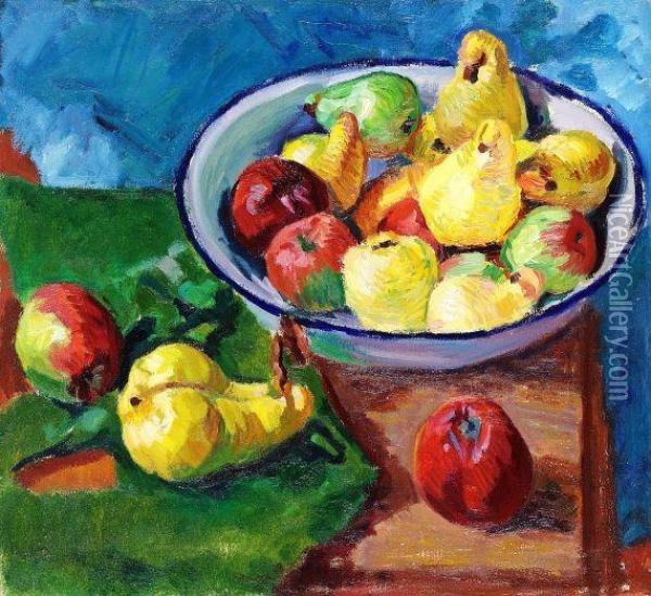 Birnen Und Apfel Oil Painting - Paul Paeschke