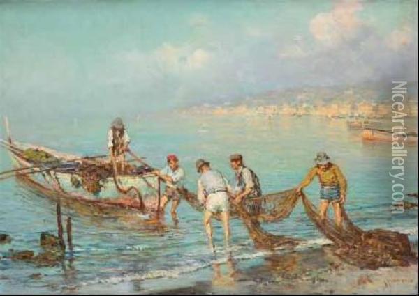 Il Ritorno Dalla Pesca Oil Painting - Giuseppe Giardiello